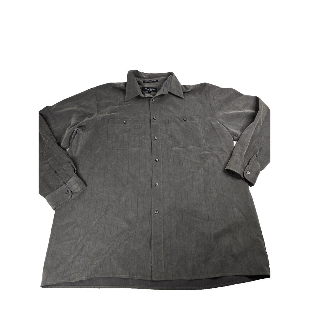 Vintage Bandini Mens XL Dress Shirt Long Sleeve Polyester Button Down Office